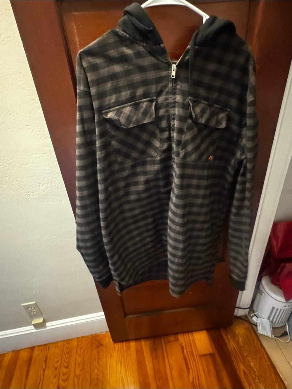 ATF Analog Technical Fashion Hooded Shirt Jacket | Black Plaid | XL